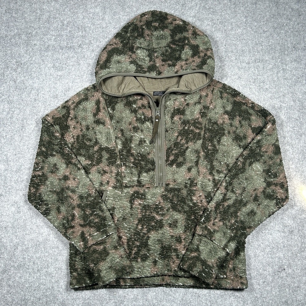 PrAna Pullover Hoodie Womens Size xs Reversible Polar Escape Camo Fleece Sweater